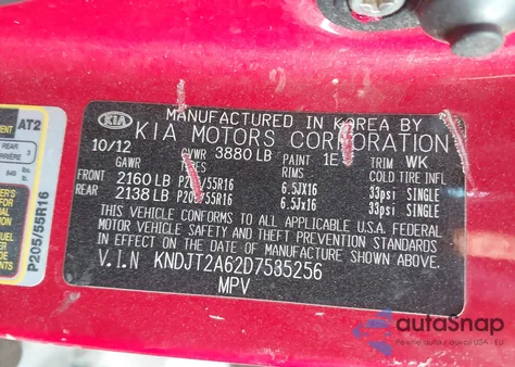 2013 Kia Soul + z USA, uszkodzony, nr VIN KNDJT2A62D7535256